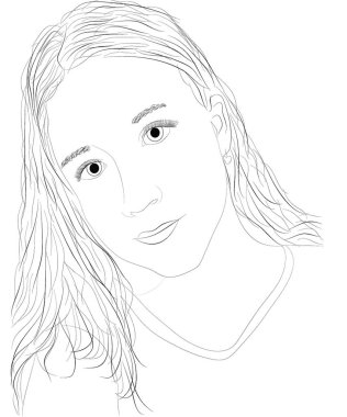 bir kız bir portre Kroki