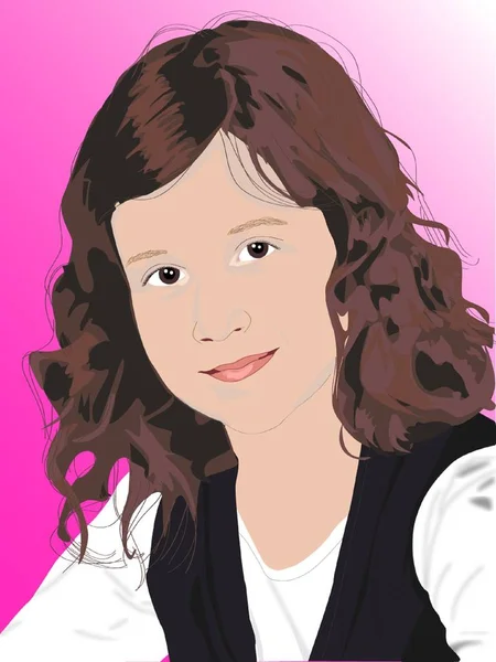 Retrato Color Una Niña — Vector de stock