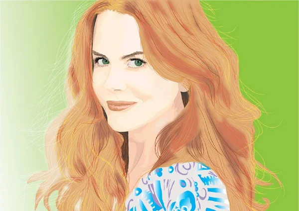 Belle Actrice Femme Sur Illustration Couleur — Image vectorielle