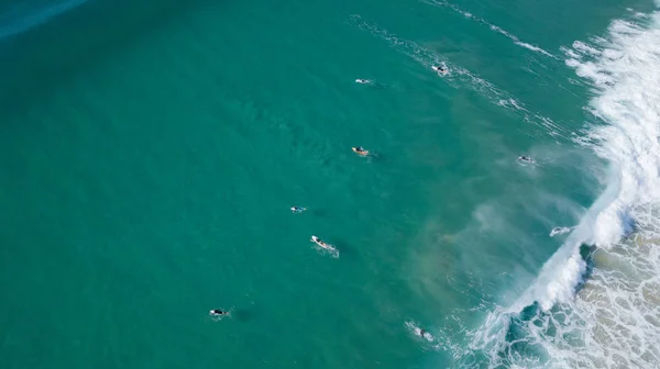 Surfare Vacker Dag Enyouing Vågorna Australien Fotograferad Från Ovan Med — Stockfoto