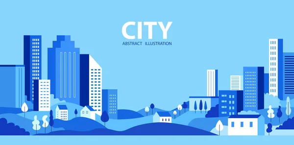 ภาพเวกเตอร์เส้นขอบฟ้าของเมือง ภูมิทัศน์เมือง ทิวทัศน์ยามกลางวัน . — ภาพเวกเตอร์สต็อก