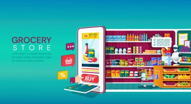 Online Bakkal alışveriş konsepti