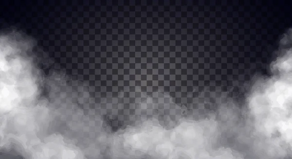 Biała mgła lub dym na tle ciemnego obszaru kopiowania. — Wektor stockowy