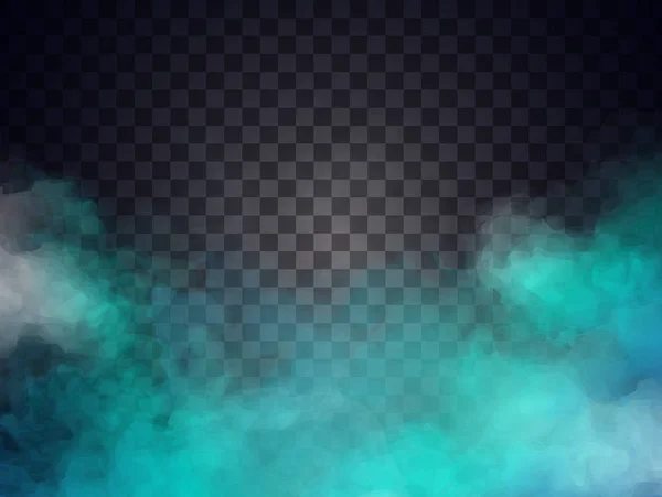 Brouillard bleu ou fumée sur fond d'espace de copie transparent . — Image vectorielle