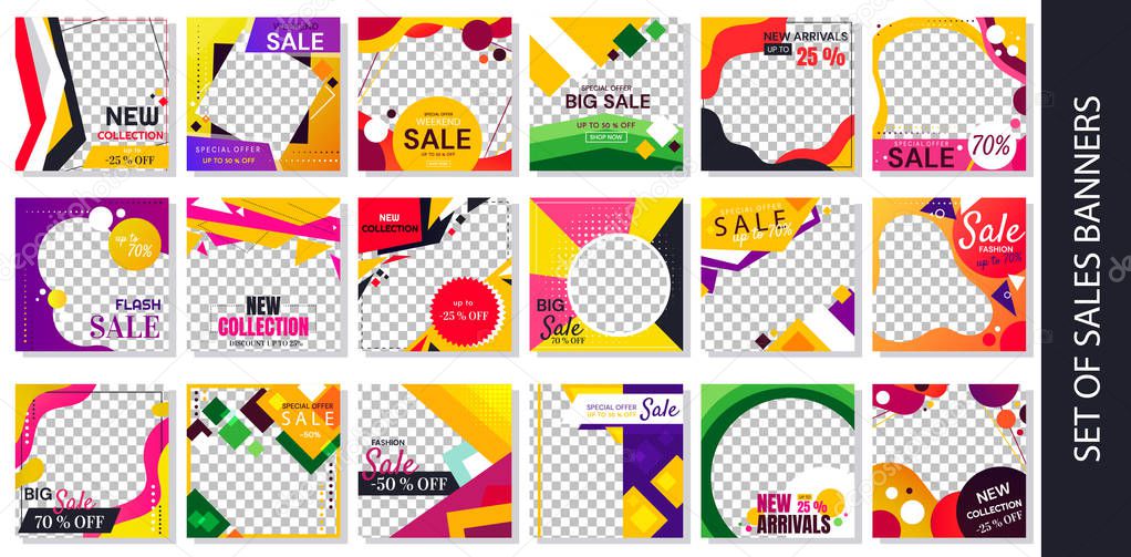 Set of colorful retail and fashion sales banners and copyspace