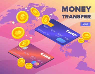 Banka kartından banka kartına para transferi konsepti