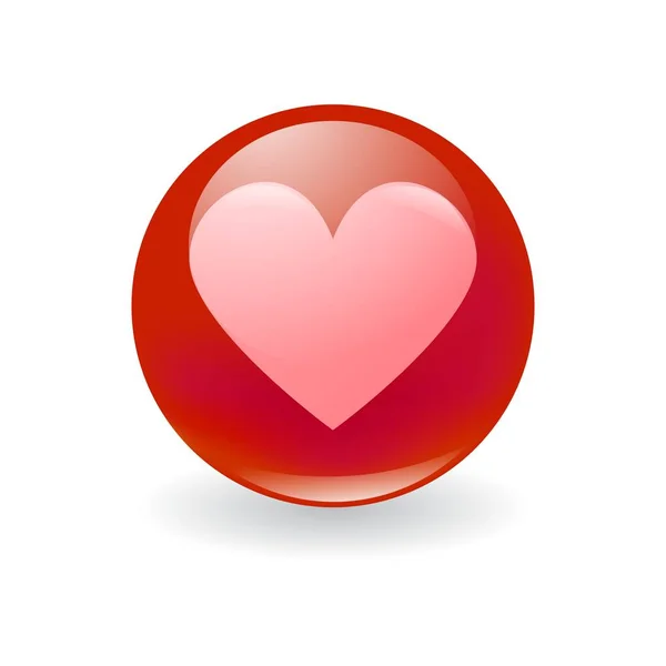 Colorful red emoticon with pink heart — Stock Vector