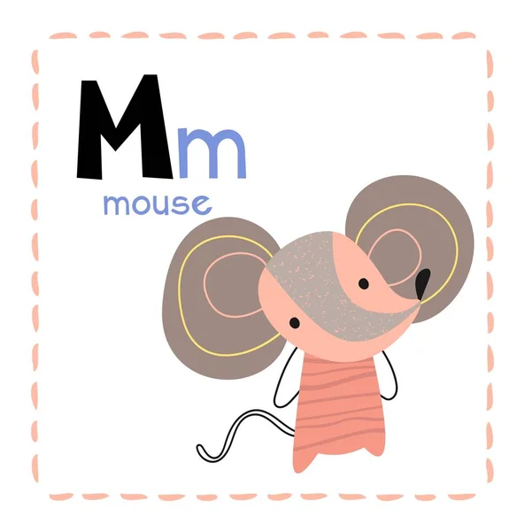 Alfabeto lettera M per Mouse per bambini — Vettoriale Stock