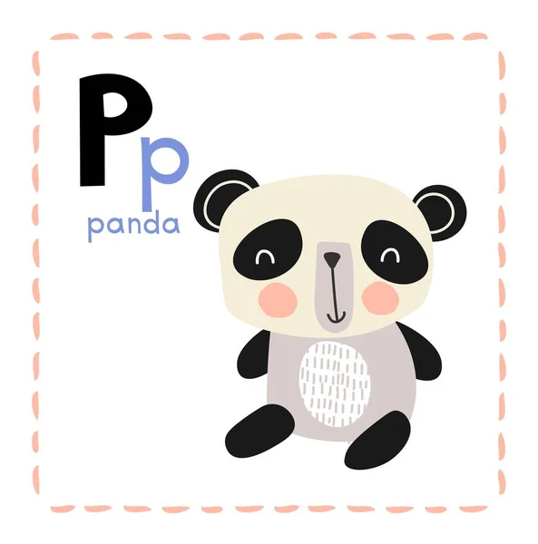 子供を教えるためのパンダのためのアルファベット文字P — ストックベクタ
