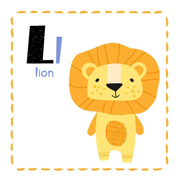 Letra L. Alfabeto engraçado para crianças . — Vetor de Stock