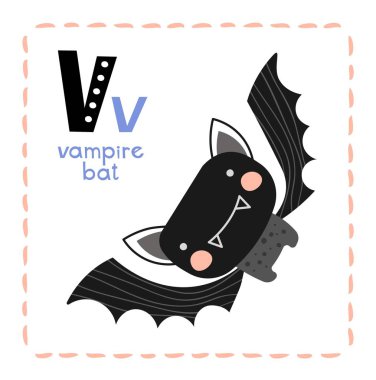 Çocuklar için Vampire Bat için Karikatür Alfabe harfi V
