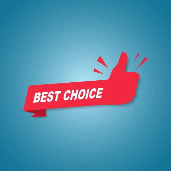 Red best choice label or sign with text and icon endorsing or praising a product or service — Stock Vector