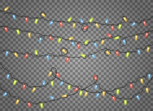 Lumières de Noël isolées éléments de conception réalistes — Image vectorielle