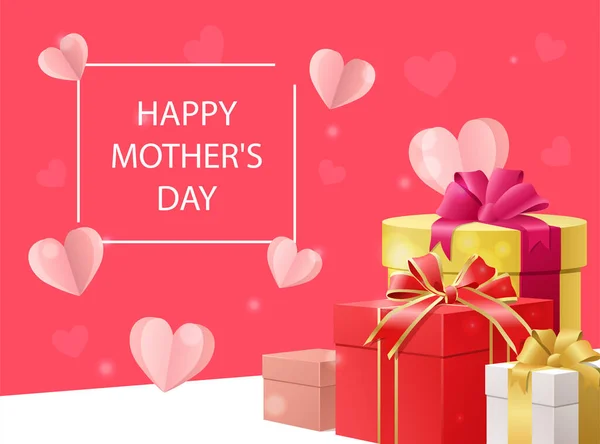 Σχεδιασμός κάρτας Happy Mothers Day με δώρα — Διανυσματικό Αρχείο