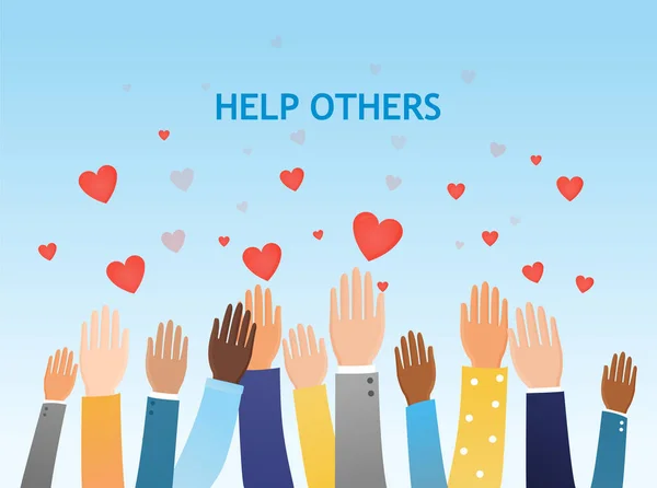 Helfen Sie anderen mit einer Gruppe unterschiedlicher Menschen — Stockvektor