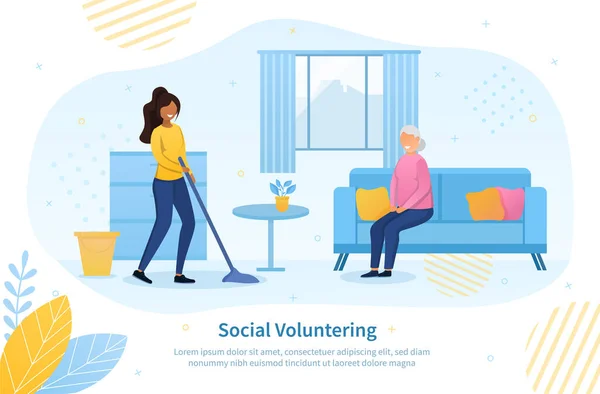 Social volunteering concept for the elderly — Stock Vector