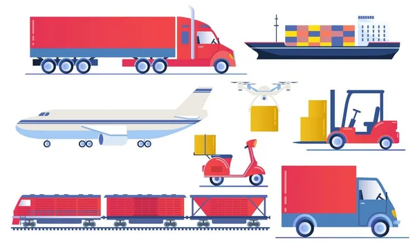 Serie di progetti logistici di trasporto — Vettoriale Stock