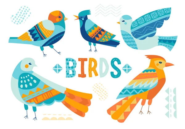 Εικονογράφηση διάνυσμα πουλιών σε κομμένο στυλ — Διανυσματικό Αρχείο
