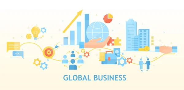 แนวคิดธุรกิจทั่วโลกหรือทั่วโลก — ภาพเวกเตอร์สต็อก