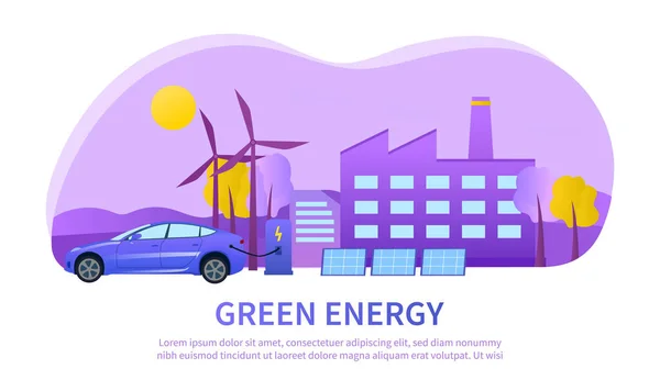 Stedelijke groene energie concept met windturbines — Stockvector