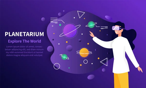 Planetarium concept - Verken de wereld — Stockvector