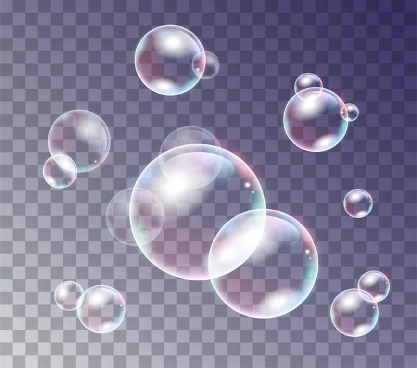 Радужные пузыри воды или мыла — стоковый вектор