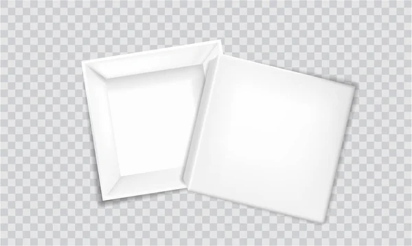 Bílá krabička s víčkem stranou při pohledu dovnitř — Stockový vektor