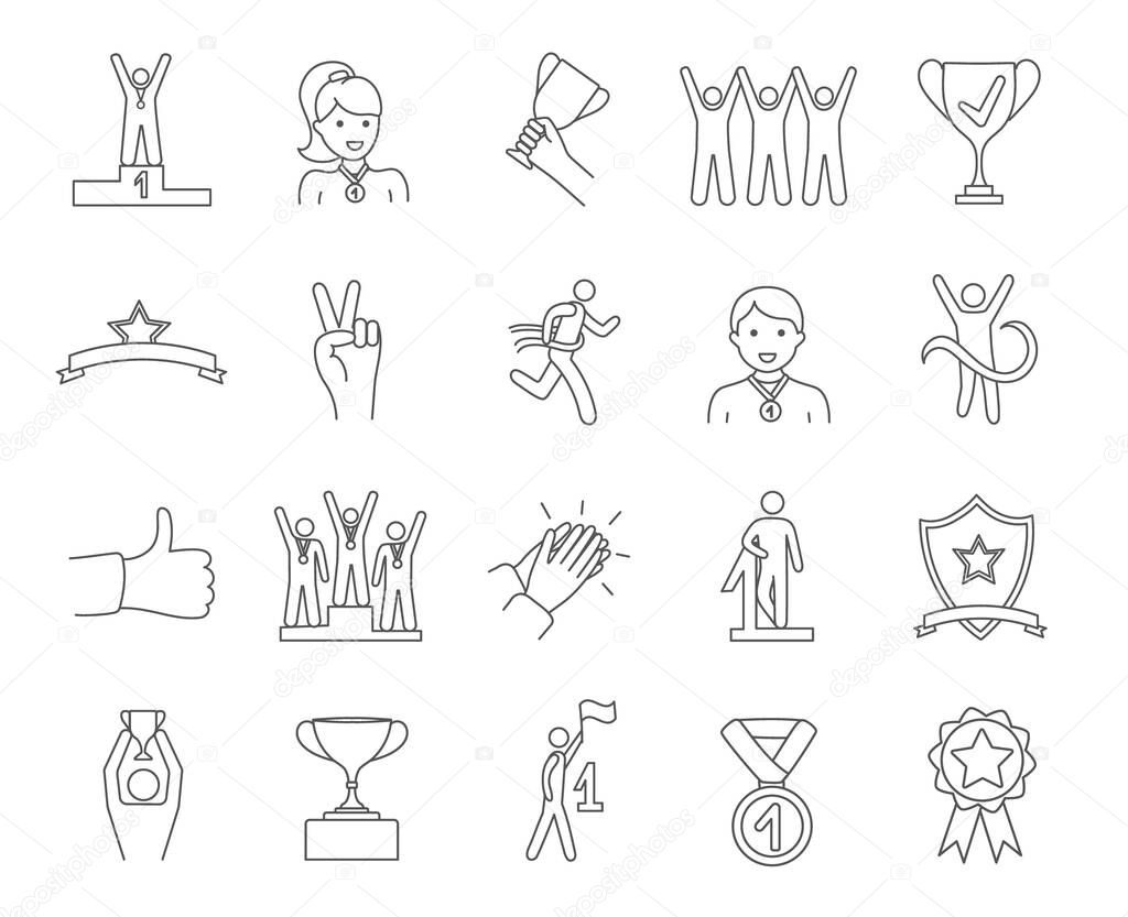 Large set of sketched Winners icons