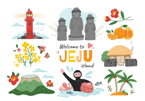 Benvenuti a Jeju Island poster di viaggio design — Vettoriale Stock