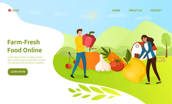 Farm Fresh Food Online koncepcja — Wektor stockowy