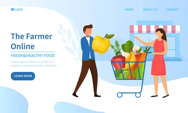 The Farmer Online - Comida fresca y saludable — Vector de stock