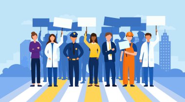 İşçiler bir grup profesyonelle protesto etti