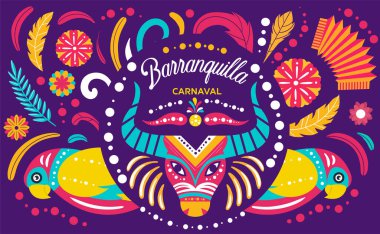 Colorful poster of Colombian Barranquilla Carnival clipart
