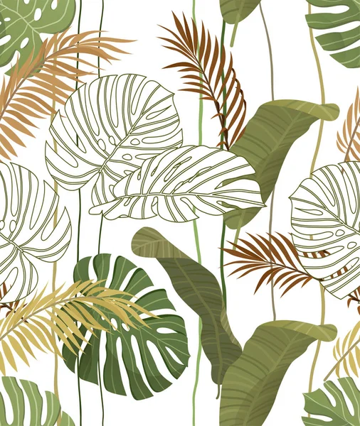 Квітковий безшовний візерунок тропічних листя — стоковий вектор