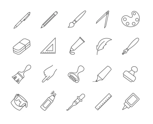 Grande conjunto de ícones de desenho e arte —  Vetores de Stock