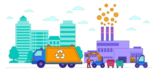 Conceito de reciclagem com caminhão de lixo — Vetor de Stock