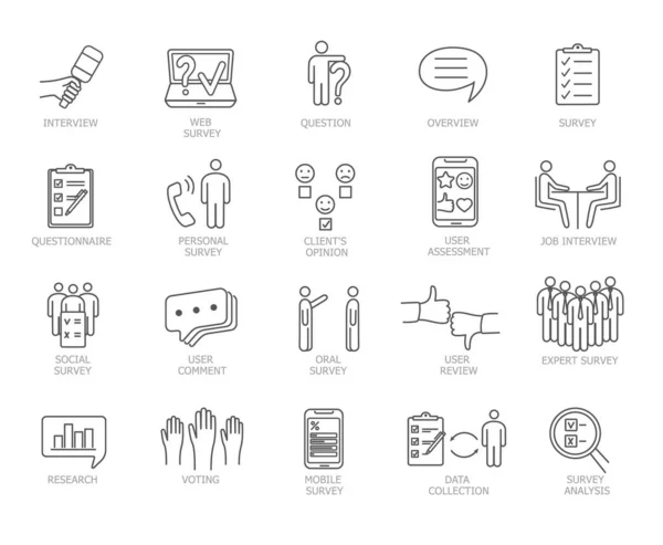 Gran conjunto de iconos de encuesta y comunicación — Archivo Imágenes Vectoriales