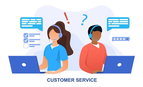 Çevrimiçi personelle Müşteri Hizmetleri kavramı — Stok Vektör