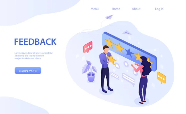 Feedback-Konzept mit Sterne-Bewertung für Exzellenz — Stockvektor