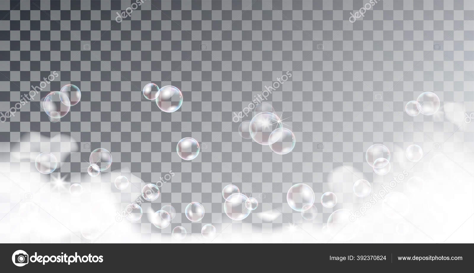 Baño de espuma con burbujas de champú iridiscentes Vector de stock  #392370824 de ©mentalmind, image size:1600x922