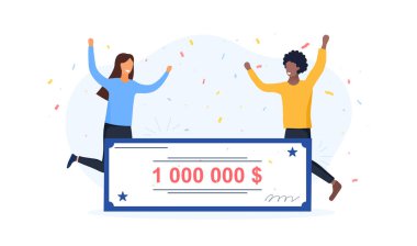 Piyango kazananları bir milyon doları kutluyor.