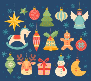 Büyük bir Noel süsü koleksiyonu.