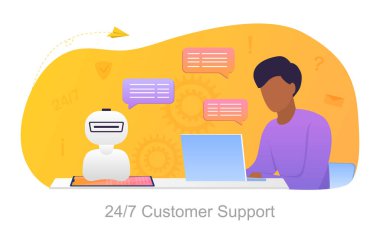 Robotik çevrimiçi müşteri desteği kavramı