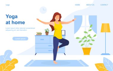 Yoga içeride. Düz vektör illüstrasyonu