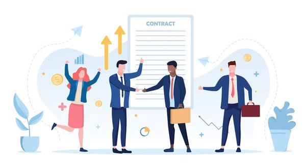 Firma del contrato de negocios — Vector de stock