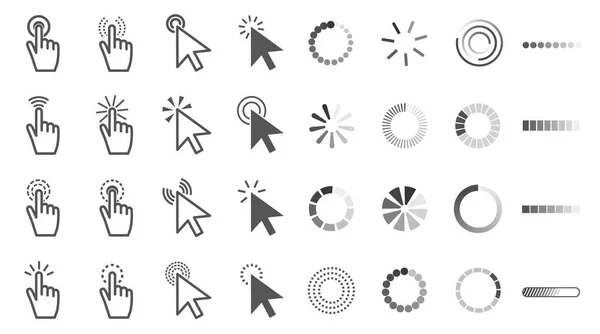 Gran colección de iconos de cursor en blanco y negro — Archivo Imágenes Vectoriales