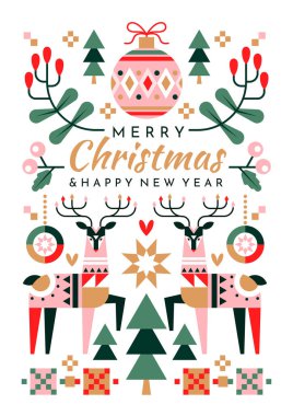 Renkli Noel tebrik kartı tasarımı
