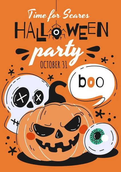 Time For Scares Halloween Party poster — Stock Vector