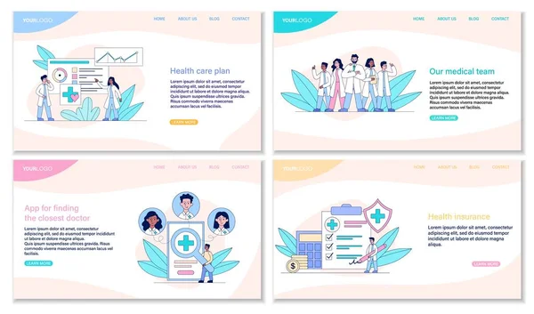 Templates voor gezondheidszorg en medische webpagina 's — Stockvector