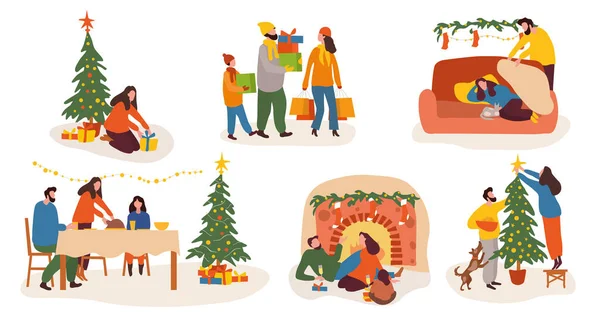 Natal festivo e coleção de férias de inverno — Vetor de Stock